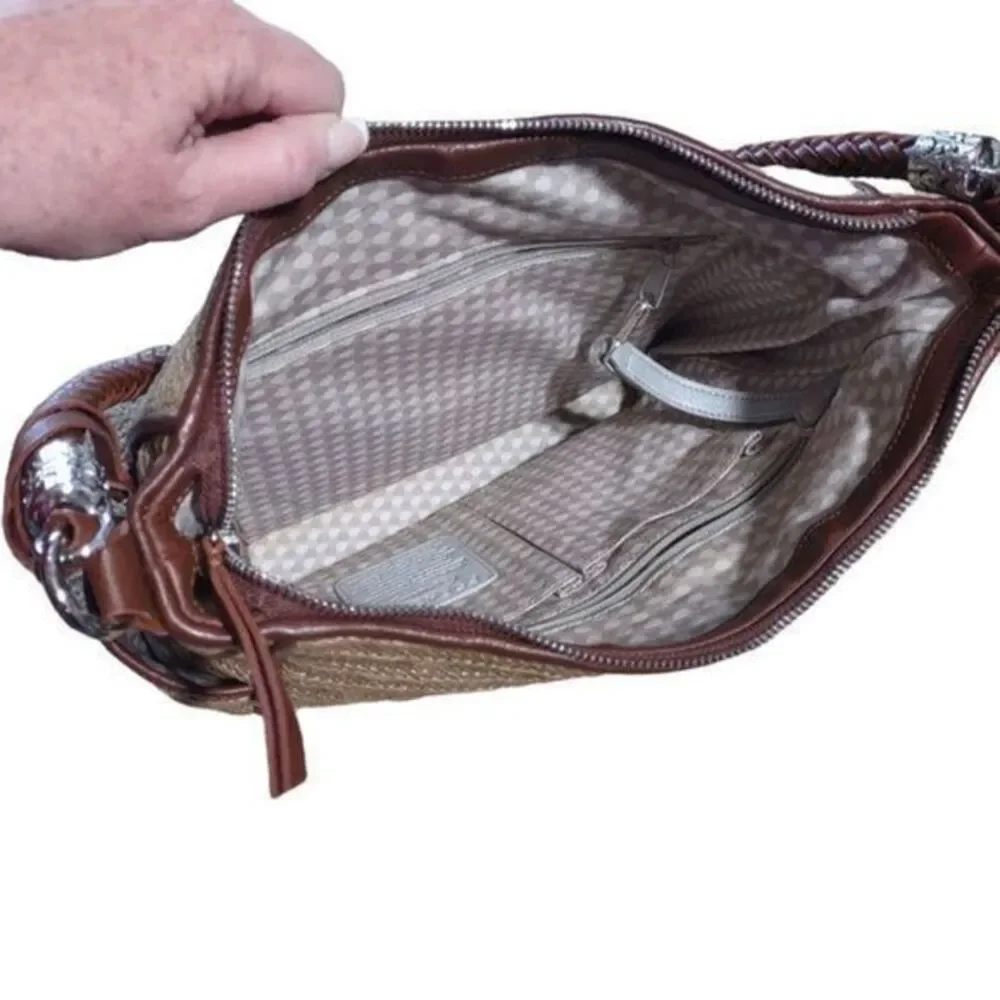 Brighton Brown Straw and Leather Handbag 11